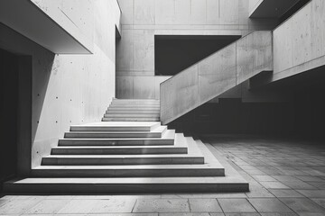 Poster - Sunlight illuminating staircase in modern concrete building