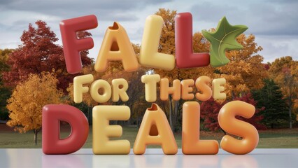 Poster - A large sign that says fall for these deals, AI