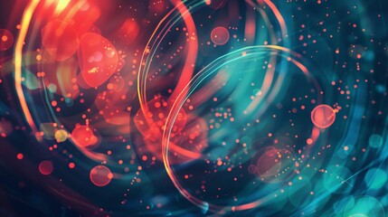 Poster - Vibrant abstract patterns of light and color, representing digital technology and futuristic innovation. Perfect for modern tech and AI themes.