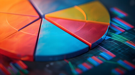 Canvas Print - Close-Up of Pie Chart on Computer Screen