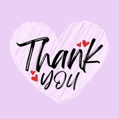 Wall Mural - thank you banner design with heart