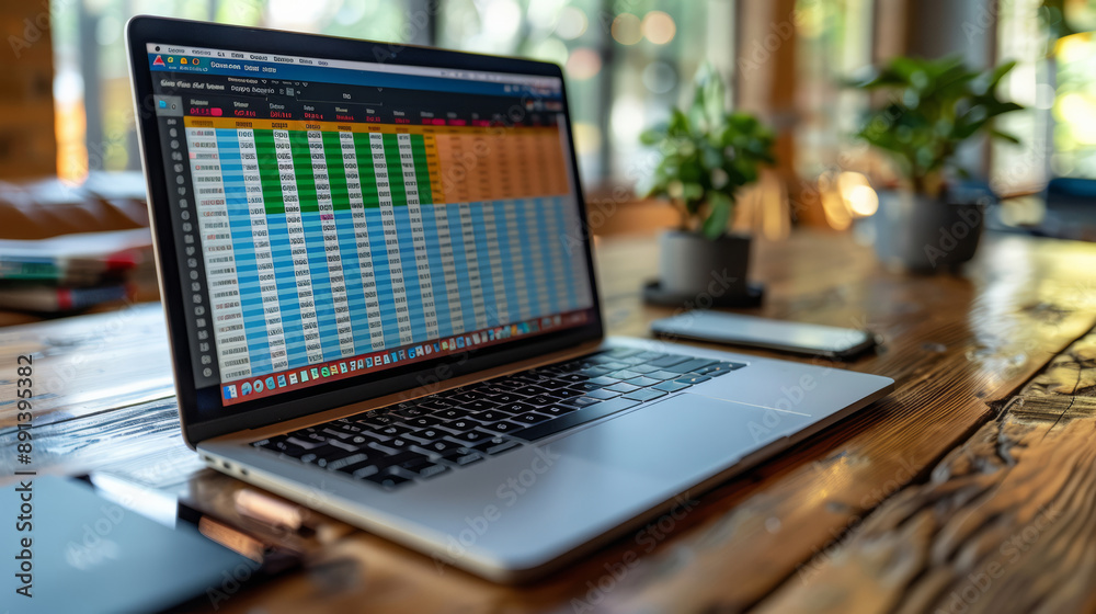 Accountant entering financial data into an Excel spreadsheet, focusing ...