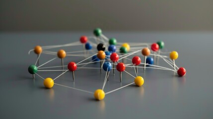 Colorful Pins Connected by String