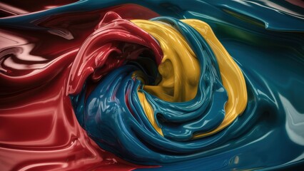 Poster - A close up of a colorful liquid that is flowing, AI