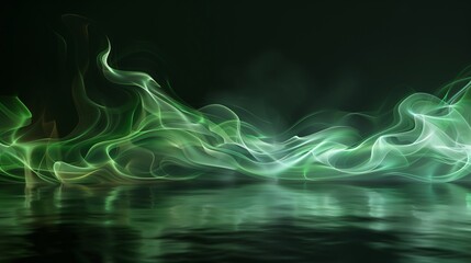 Wall Mural - Abstract Green Smoke Waves