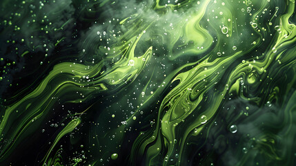 Wall Mural - Abstract black and dark green texture. Emerald royal color. Oil marble picture. Wavy fluid trendy modern background.