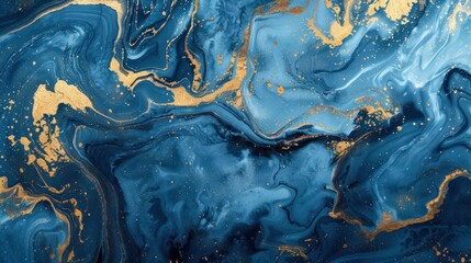 Wall Mural - Abstract blue gold floral marble texture background