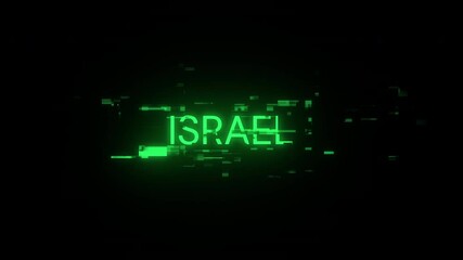Poster - Israel text with screen effects of technological failures. Spectacular screen glitch with various kinds of interference. Looped