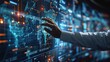 © Johannes - Big data technology and data science with person touching data flowing on virtual screen. Business analytics, artificial intelligence, machine learning. Engineer or scientist analyzing stream of data.