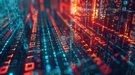Binary Code and Data Streams, Abstract backgrounds with binary code digits, data streams, digital information and cybersecurity,