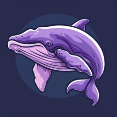 Wall Mural - illustration of a purple whale.