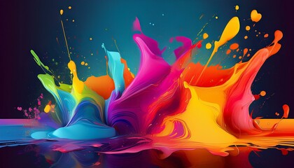 Sticker - Colorful paint splashes isolated on background, paint, splashes, colorful, isolated,vibrant, abstract, creativity, artistic, design, fluid, art, background, texture, rainbow