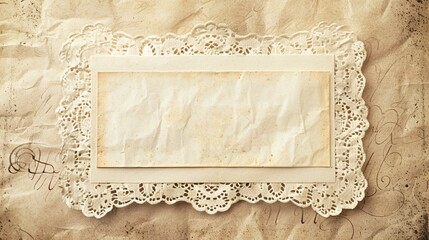 a vintage-inspired invitation card mock-up with an ornate lace pattern around the edges. the card fe