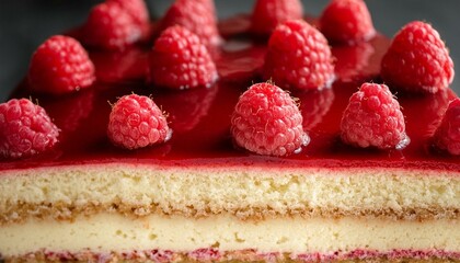 Wall Mural - Layers of moist sponge cake delicately separated by luscious raspberry filling , raspberry, filling, sponge, moist, delicately, cake