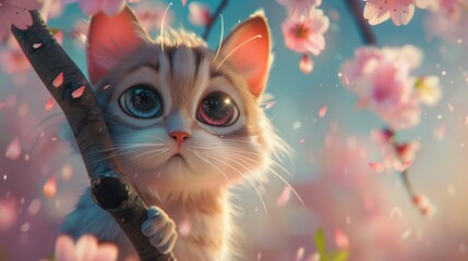 Wall Mural - cute cat, anime, cinematic