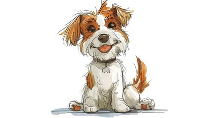 Wall Mural - cute dog, full body, very cute, drawing for a kid book, cheerfull colors, white background