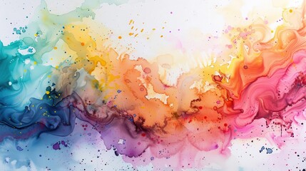 Wall Mural - an explosion of watercolor rainbows splashes across the canvas in a vibrant display of color spray paintinspired techniques create a dynamic contemporary abstract composition