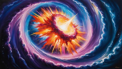 Poster - A Vibrant Cosmic Paint Explosion Suspended In Mid-Air