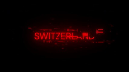 Aufkleber - Switzerland text with screen effects of technological failures. Spectacular screen glitch with various kinds of interference. Looped

