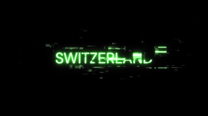 Aufkleber - Switzerland text with screen effects of technological failures. Spectacular screen glitch with various kinds of interference. Looped
