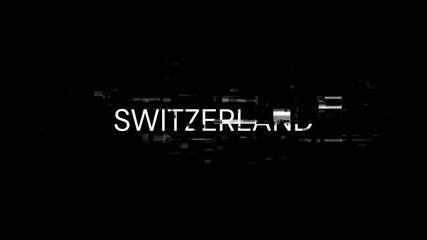 Aufkleber - Switzerland text with screen effects of technological failures. Spectacular screen glitch with various kinds of interference. Looped
