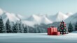© Sparrowski - Winter Wonderland with Red Christmas Gifts in Snowy Landscape, Holiday Greetings