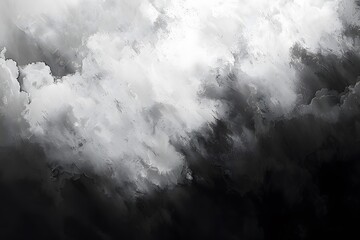 Canvas Print - Dramatic Black and White Cloudscape with Textured Layers