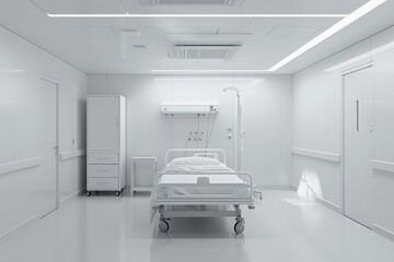 Aufkleber - Modern empty hospital room with adjustable bed and medical equipment