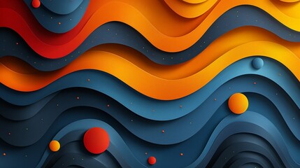 Wall Mural - Abstract background featuring layered shapes in bright colors creating a dynamic design suitable for business presentations Illustration Flat Color, Clip Art Style , Minimalism,