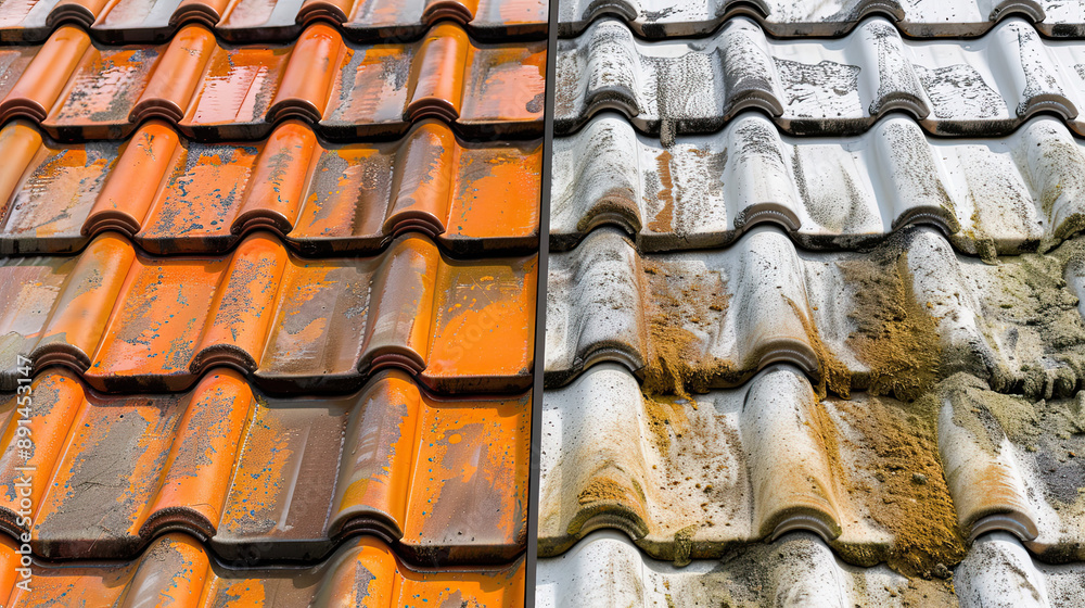 Comparison of Rooftop Before and After Cleaning, Roof Cleaning Results ...
