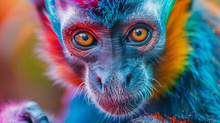 Vibrant world of wildlife animal portrait monkey funny animal background