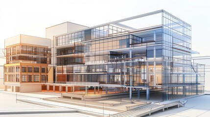 Poster - Digital Building Information Modeling (BIM), digital Building Information Modeling (BIM) technology with an image depicting architects, engineers,