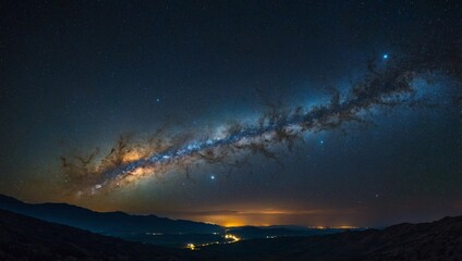 Wall Mural - Astounding view of the night sky Milky Way, stars, nebulae, and galaxies in a cosmic tableau