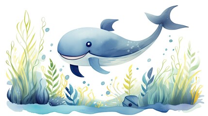 Poster - A cute cartoon blue whale