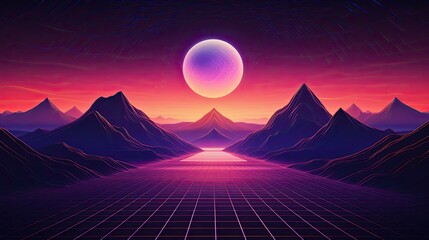 Wall Mural - A retro-futuristic sunset 