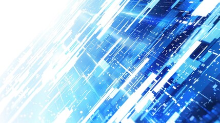 Poster - Abstract techy background featuring blue and white digital patterns, creating a sleek and high-tech look.