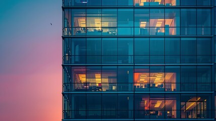 Canvas Print - office building at sunset