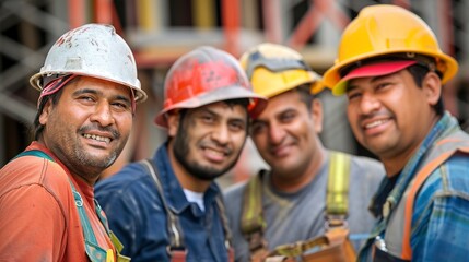 Poster - group portrait of construction workers