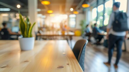 Poster - Business office with blurred people casual wear, with blurred bokeh background