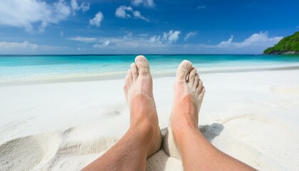 Wall Mural - sandy feet on a tropical beach