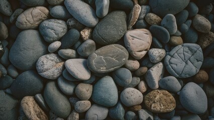 Poster - A close up of a pile of rocks and pebbles, AI