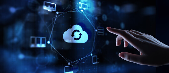 Poster - Cloud technology Computing and data storage. Internet and networking concept on virtual screen.