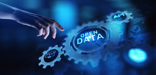 Poster - open data database integration api internet technology concept.
