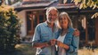 © Pter - Happy senior couple holdings home key after buying real estate