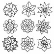 © Khemmanat - Flower icon sign outline isolated black and white element graphic design