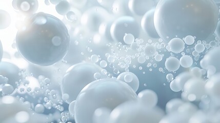 Wall Mural - The image is a close up of many white spheres, creating a sense of depth