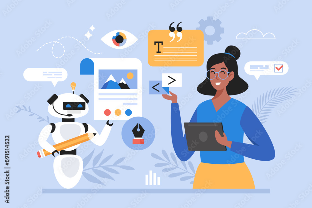 Artificial intelligence business concept. Modern vector illustration of ...