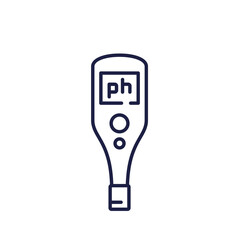 Wall Mural - ph meter or tester line icon on white