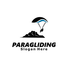 Poster - Paragliding logo design vector silhouette illustration