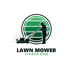 Poster - Lawn Mower logo design vector silhouette illustration